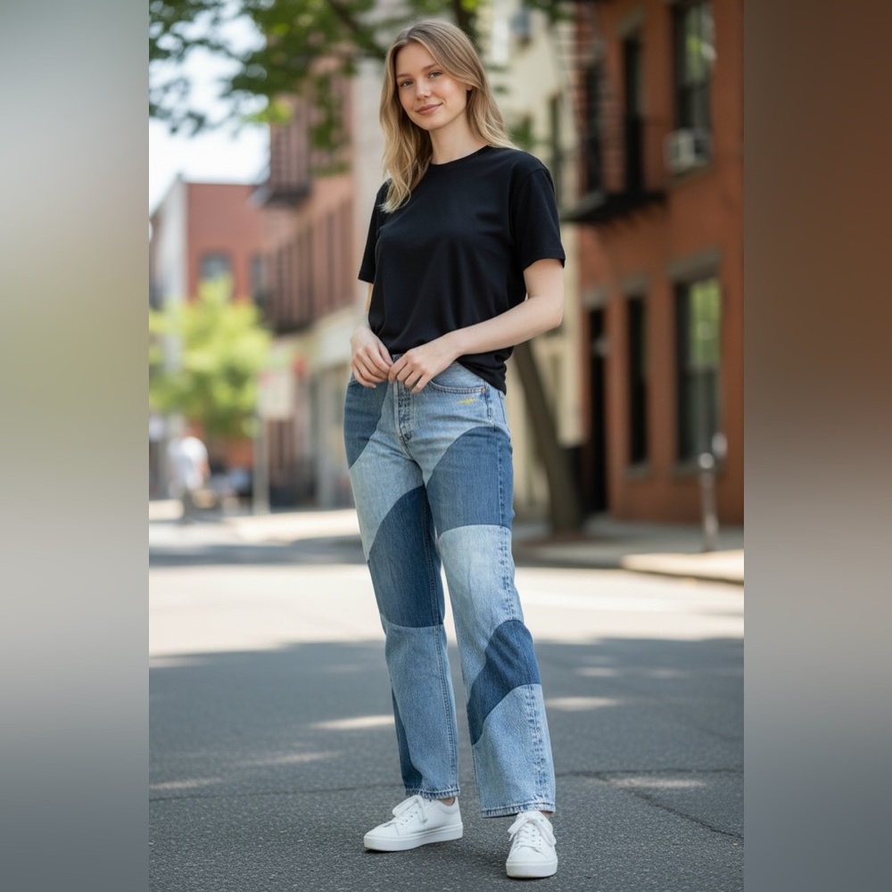 Patchwork Blue Jeans - image 4